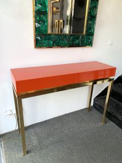 Guy LeFevre Lacquered and Brass Console by Guy Lefevre France 1970s - 1649395