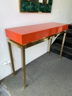 Guy LeFevre Lacquered and Brass Console by Guy Lefevre France 1970s - 1649399