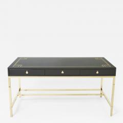 Guy LeFevre Large Desk table Guy Lefevre Maison Jansen black lacquer brass 1970s - 2699710