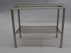 Guy LeFevre Pair French Mid Century Modern Nickel Side Tables Guy Lefevre for Maison Jansen - 1811634
