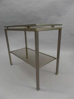 Guy LeFevre Pair French Mid Century Modern Nickel Side Tables Guy Lefevre for Maison Jansen - 1811637