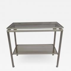 Guy LeFevre Pair French Mid Century Modern Nickel Side Tables Guy Lefevre for Maison Jansen - 1813797