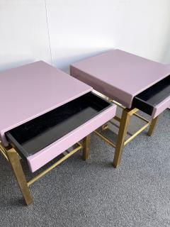 Guy LeFevre Pair of Lacquered and Brass Nightstands by Guy Lefevre France 1970s - 2512265