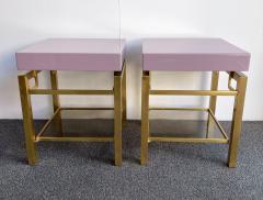 Guy LeFevre Pair of Lacquered and Brass Nightstands by Guy Lefevre France 1970s - 2512271