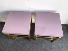 Guy LeFevre Pair of Lacquered and Brass Nightstands by Guy Lefevre France 1970s - 2512275