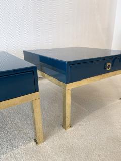 Guy LeFevre Pair of Lacquered and Brass Side Tables by Guy Lefevre France 1970s - 1862362