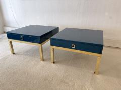 Guy LeFevre Pair of Lacquered and Brass Side Tables by Guy Lefevre France 1970s - 1862368