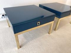 Guy LeFevre Pair of Lacquered and Brass Side Tables by Guy Lefevre France 1970s - 1862372