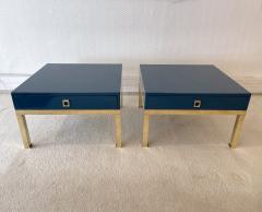 Guy LeFevre Pair of Lacquered and Brass Side Tables by Guy Lefevre France 1970s - 1862668