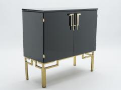 Guy LeFevre Rare pair of cabinets bar Guy Lefevre for Maison Jansen brass lacquered 1970s - 1336095