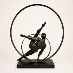 Gymnastic Cast Metal Sculpture with Copper Patina Late 20th Century  - 4731832