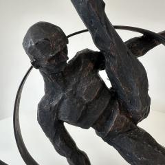 Gymnastic Cast Metal Sculpture with Copper Patina Late 20th Century  - 4731833