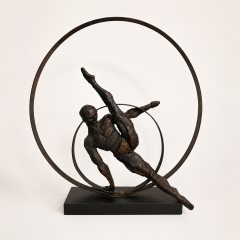 Gymnastic Cast Metal Sculpture with Copper Patina Late 20th Century  - 4731988