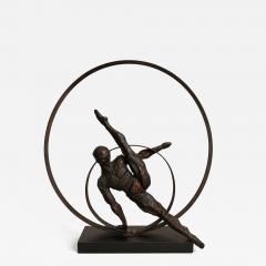 Gymnastic Cast Metal Sculpture with Copper Patina Late 20th Century  - 4731992