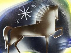 H Edward Winter Horse in the Midnight Sky by Edward Winter enamel on metal circa 1930  - 1823368