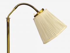 H W Armatur Swedish Modern Floor Lamp Brass Fabric Sweden 1940s - 4450321