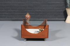 H W Klein H W Klein Rolling Teak Coffee Table w Floating Glass Top for Bramin - 4515389