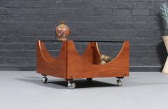 H W Klein H W Klein Rolling Teak Coffee Table w Floating Glass Top for Bramin - 4515393