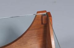 H W Klein H W Klein Rolling Teak Coffee Table w Floating Glass Top for Bramin - 4515396