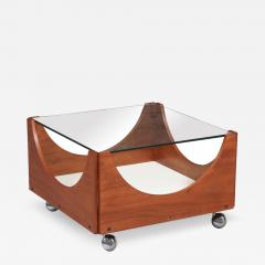 H W Klein H W Klein Rolling Teak Coffee Table w Floating Glass Top for Bramin - 4515456