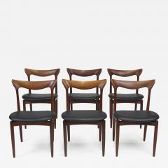 H W Klein H W Klein Sculpted Back Dining Chairs of Walnut Set of Six - 1221077