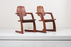 H Wayne Raab Pair of Wooden Studio Armchairs by H Wayne Raab US 1970s - 677794