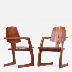 H Wayne Raab Pair of Wooden Studio Armchairs by H Wayne Raab US 1970s - 678125