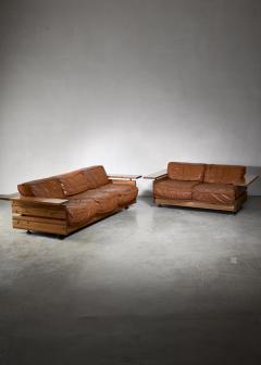 H meen Kalustaja H meen Kalustaja pine and leather sofa set Finland - 950525