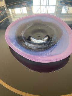 HAND BLOWN PINK AND PURPLE MODERN GLASS BOWL SIGNED - 2313082