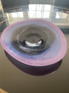 HAND BLOWN PINK AND PURPLE MODERN GLASS BOWL SIGNED - 2314198