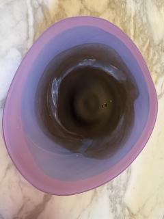 HAND BLOWN PINK AND PURPLE MODERN GLASS BOWL SIGNED - 2314199