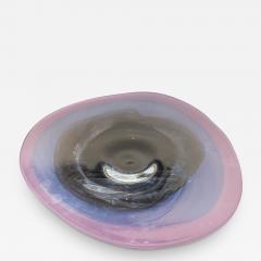 HAND BLOWN PINK AND PURPLE MODERN GLASS BOWL SIGNED - 2418537