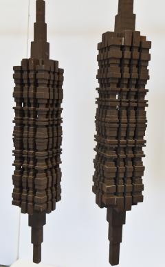 HAND CARVED Wooden 1920s CHANDELIERS PAIR  - 3845851