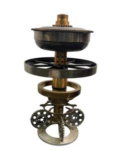 HAROLD HARRIS POST MODERN BRONZE MIXED METALS INDUSTRIAL PARTS GEARS SCULPTURE - 4647910