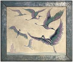 HARRY KLOOP AMERICAN OIL ON CANVAS BY HARRY KLOOP REPRESENTING FLYING CRANES - 2852043