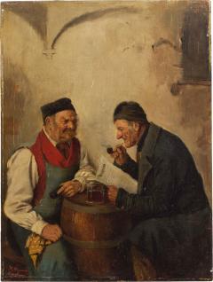 HEDWIG OEHRING Painting of Men Conversing by Hedwig Oehring German 1855 1907  - 4459142