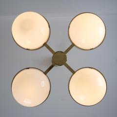 HEIKKI TURUNEN Mid Century Modern Chandelier in Brass Milk Glass Heikki Turunen Orno 1970s - 4353734
