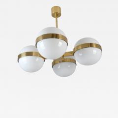 HEIKKI TURUNEN Mid Century Modern Chandelier in Brass Milk Glass Heikki Turunen Orno 1970s - 4358425