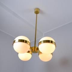 HEIKKI TURUNEN Sculptural Mid Century Chandelier Brass Glass Heikki Turunen Orno 1970s - 4423363
