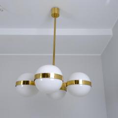 HEIKKI TURUNEN Sculptural Mid Century Chandelier Brass Glass Heikki Turunen Orno 1970s - 4423364