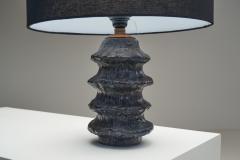 HELGE STERBERG Rippled Stoneware Table Lamp by Helge sterberg Denmark 1950s - 4785058