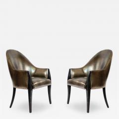 HIgh back Faux Alligator Armchairs - 4708931