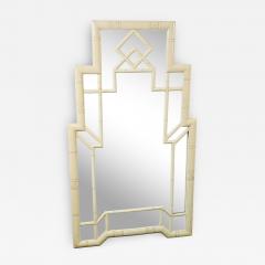 HOLLYWOOD REGENCY WHITE FAUX BAMBOO MIRROR - 4003161