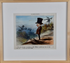 HONOR DAUMIER Daumier Colored Lithographic Satire of a Man Concerned for His Vineyard and Wine - 2694838