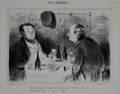 HONOR DAUMIER Daumier Satirical Lithograph Depicting French Men Tasting and Critiquing Wine - 2707230