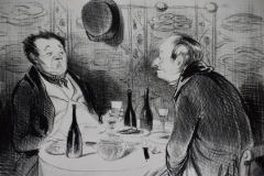 HONOR DAUMIER Daumier Satirical Lithograph Depicting French Men Tasting and Critiquing Wine - 2707236