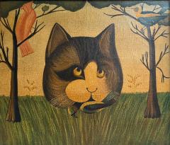 HUBERT HENRY SCHRADER THE CAT BIRD CATCHER FOLK ART PAINTING BY HUBERT HENRY SCHRADER - 4648621