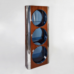 HUBLOT Bookcase in rosewood chromed steel and blue glass 1970 - 3147361