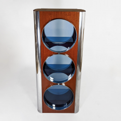 HUBLOT Bookcase in rosewood chromed steel and blue glass 1970 - 3147362