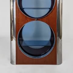 HUBLOT Bookcase in rosewood chromed steel and blue glass 1970 - 3147363